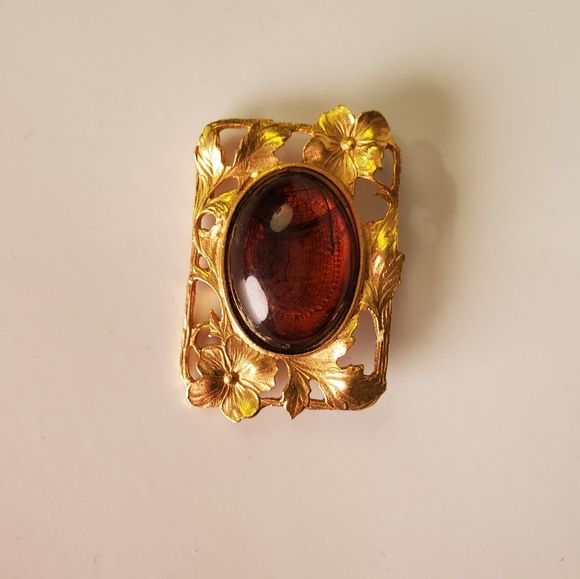 Amber Season Gold Decorative Pin with Floral Edge - Picture 5 of 7